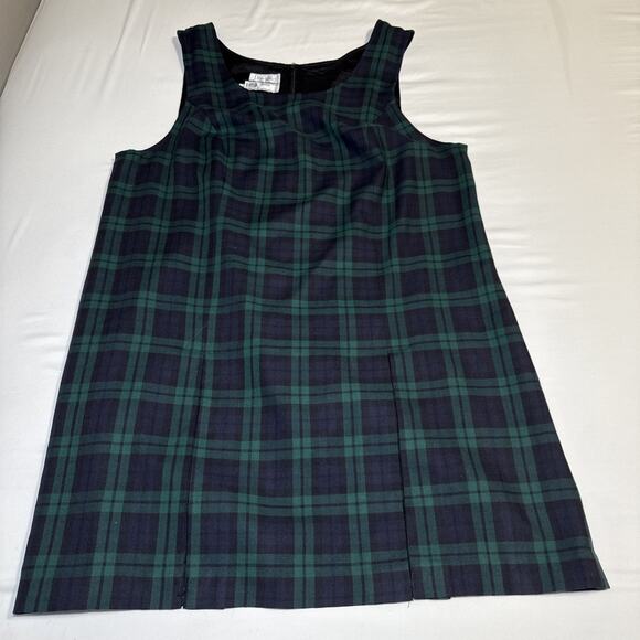 VTG RAFAELLA 100% Worsted Wool Womens 18 Green Blue Tartan Jumper Dress NWT Read - Picture 1 of 15